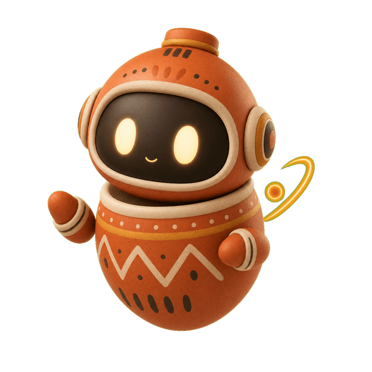La mascotte Postflow, un petit assistant en terre cuite